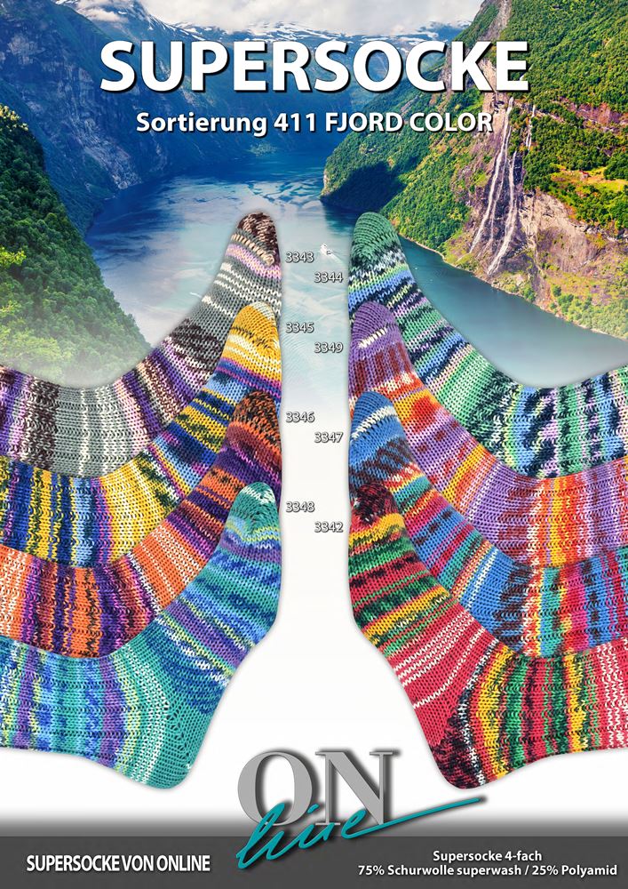 Sockengarn Supersocke 100 Sort. 411 Fjord Color (ONLine)