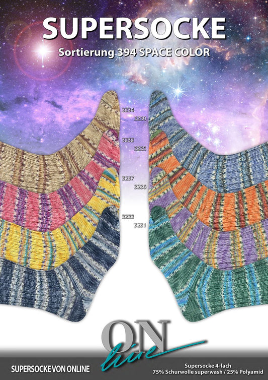 Sockengarn Supersocke 100 Sort. 394 Space Color (ONLine)